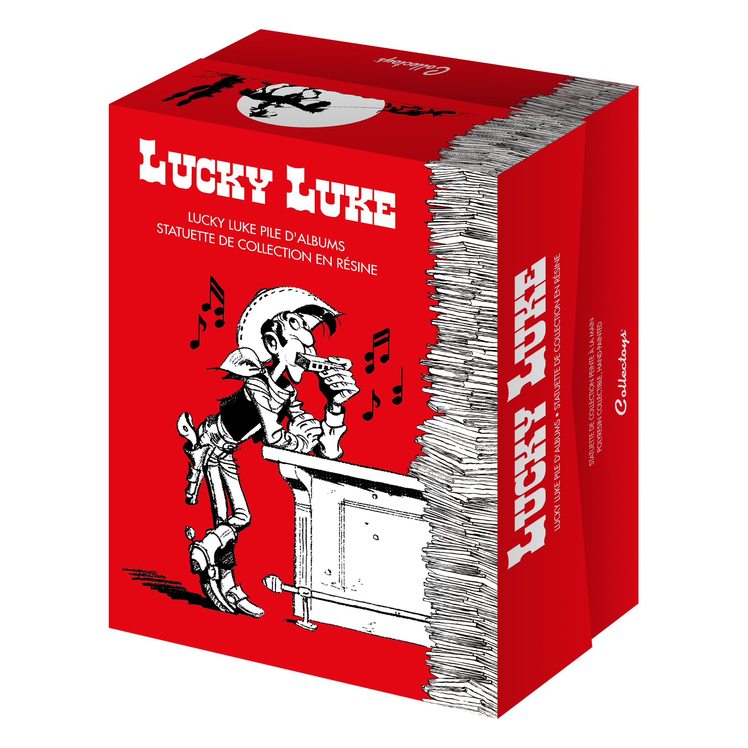 FIGURINE LUCKY LUKE & RANTANPLAN PILE D'ALBUMS