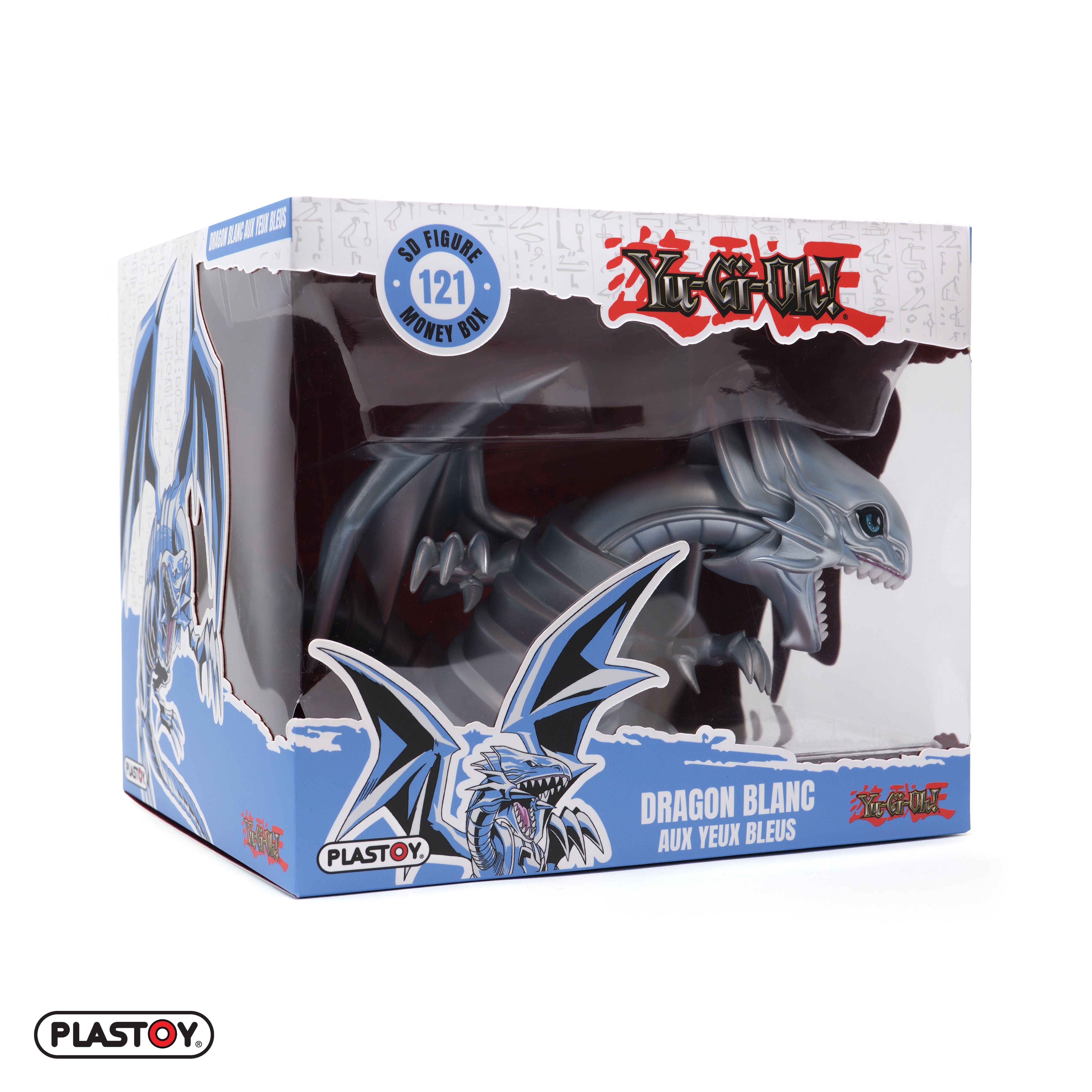 TIRELIRE DRAGON BLANC AUX YEUX BLEUS